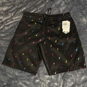 Men's Black Lightning Bolt Shorts